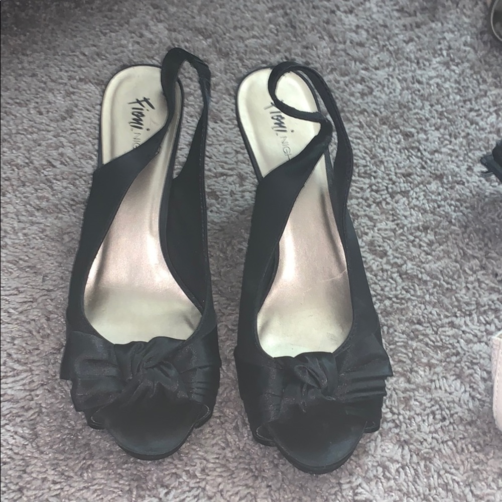 Black satin heel